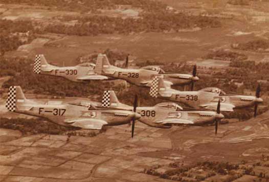 Mereka juga digunakan melawan pasukan Persemakmuran (RAF, RAAF, dan RNZAF) selama konfrontasi Indonesia–Malaysia pada awal 1960-an. Indonesia menerima kiriman lima atau tujuh Cavalier II Mustang dan satu TF-51D (tanpa tangki tip) yang dikirimkan pada tahun 1972–1973 sebagai bagian dari program "Peace Pony" di bawah Mutual Defense Assistance Act. Terakhir kali Mustang dikerahkan untuk keperluan militer adalah selama latihan "Wibawa V" di Gunung Lawu, Magetan pada bulan Februari 1975.