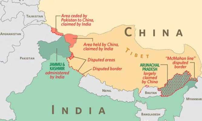 Peta Tibet dan wilayah yang dikuasai Cina