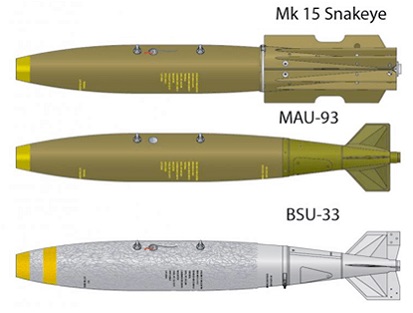 Bom pesawat Mk 82 dilengkapi dengan unit ekor yang berbeda