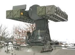 9A35M2: launcher vehicle with 9S16 (NATO `Flat Box-B') passive radar detection system