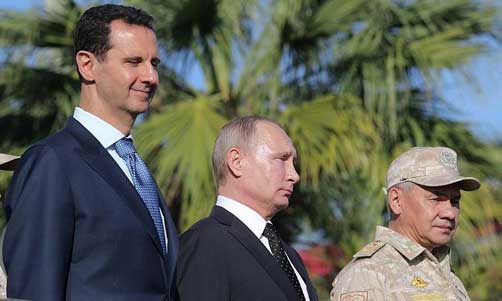 Bashar al-Assad, Vladimir Vladimirovich Putin dan Sergei Kuzhugetovich Shoigu