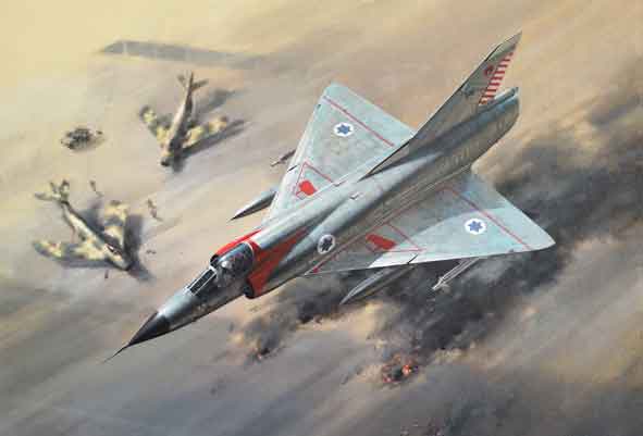Pesawat Mirage IIICJ Israeli Air Force (IAF) saat melakukan serangan di operasi Fokus 1967