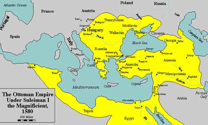 Wilayah kekuasaan turki Ottoman yang terbentang hingga ke Krimea