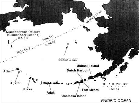 Peta pulau Attu dan kiska di Alaska Amerika