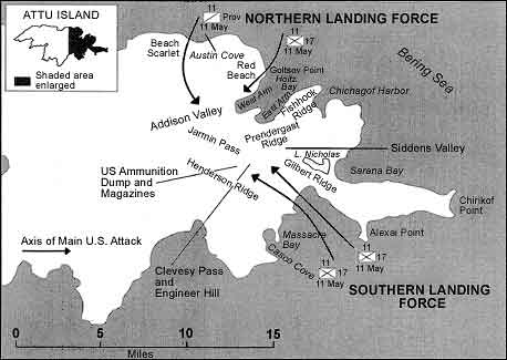 Peta penyerangan amerika di pulau Attu Alaska