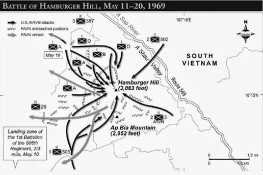 Peta pergerakan pasukan di Pertempuran Bukit Hamberger Vietnam 1969
