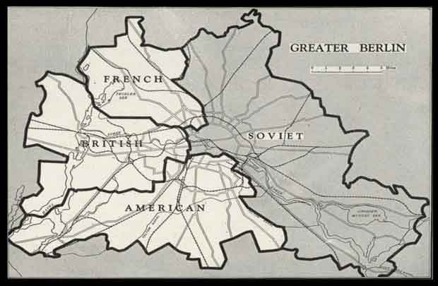 Peta pendudukan Kota Berlin di Jerman setalah kalah perang(1945)