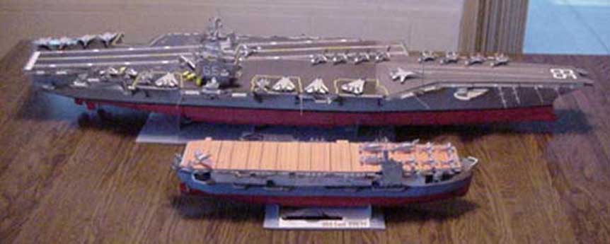 perbandingan USNS Card dan kapal induk nuklir Amerika pertama USS Enterprise (CVN-65)