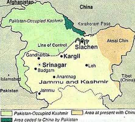 Peta Perang Kargil atau konflik Kargil 1999 India Vs Pakistan