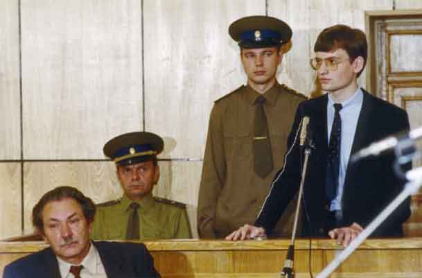 Pengadilan Rust dimulai di Moskow pada 2 September 1987. Dia dijatuhi hukuman empat tahun di kamp kerja paksa rezim umum karena hooliganisme, karena mengabaikan undang-undang penerbangan, dan karena melanggar perbatasan Soviet. Dia tidak pernah dipindahkan ke kamp kerja paksa, dan malah menjalani waktunya di fasilitas penahanan sementara Lefortovo dengan keamanan tinggi di Moskow. Dua bulan kemudian, Reagan dan Gorbachev setuju untuk menandatangani perjanjian untuk menghilangkan senjata nuklir jarak menengah di Eropa, dan pemimpin Soviet Tertinggi memerintahkan agar Rust dibebaskan pada Agustus 1988 sebagai isyarat niat baik ke Barat.