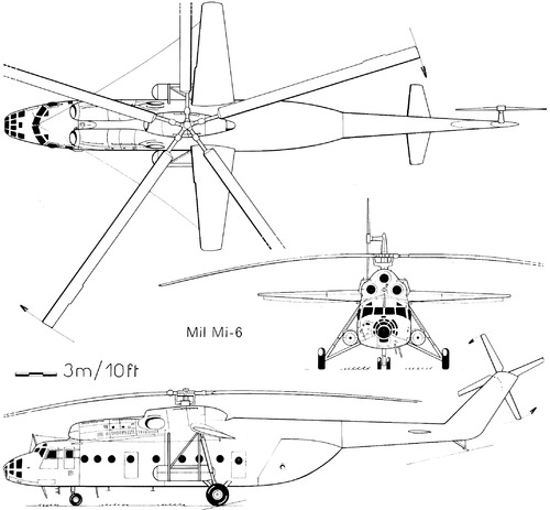 Sketsa 3D Helikopter Mil Mi-6 (Hook)