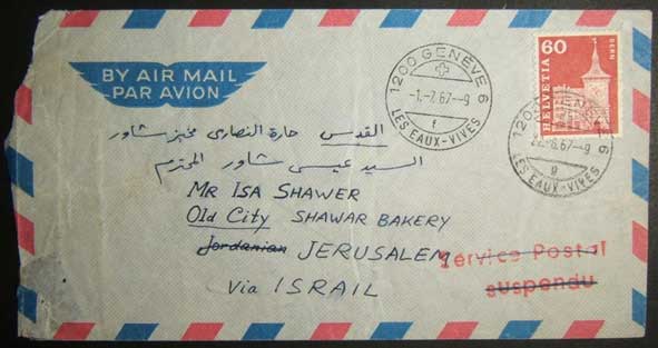 Sebuah surat yang berganti alamat saat Israel berhasil menguasai Yarusalem