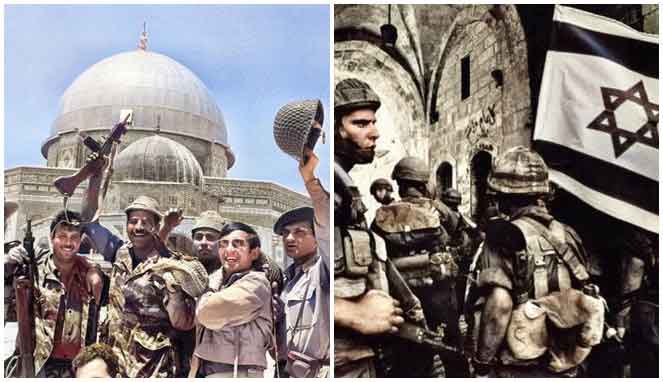 Tentara Israel dengan latar kubah dome of rock dan pintu masuk kompleks Al Aqsa