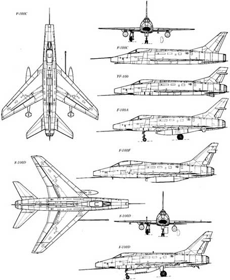 F-100 adalah subjek dari banyak program modifikasi selama layanannya. Banyak di antaranya adalah perbaikan elektronik, penguatan struktural, dan proyek untuk meningkatkan kemudahan perawatan. Salah satunya adalah penggantian afterburner asli mesin J-57 dengan afterburner yang lebih canggih dari pencegat Convair F-102 Delta Dagger yang sudah pensiun. Modifikasi ini mengubah tampilan ujung belakang F-100, menghilangkan knalpot asli "bergaya kelopak". Modifikasi afterburner dimulai pada tahun 1970-an dan memecahkan masalah perawatan dengan tipe lama, serta masalah operasional, termasuk masalah kompresor macet.