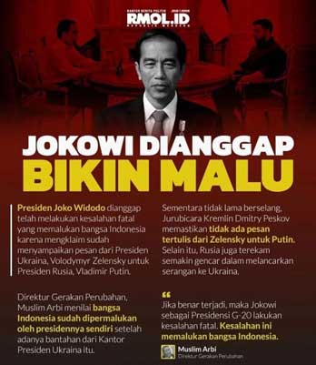 Jokowi dianggap bikin Malu