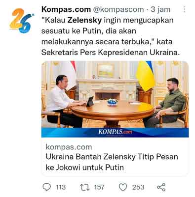 Ukraina bantah Zelensky titip pesan ke Jokowi untuk Putin