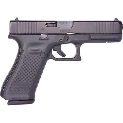 Pistol Semiotomatis GLOCK G17 9mm dibuat dengan tarikan pelatuk 5,5 pon, pegangan polimer, dan laras 4,49 inci. Senjata api ini dilengkapi dengan pemandangan depan dan belakang tetap