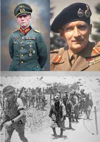 (Kiri) Johannes Erwin Eugen Rommel dan Field Marshal Bernard Law Montgomery, 1st Viscount Montgomery of Alamein
