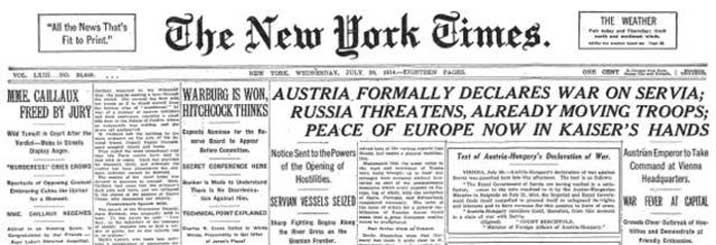 Perang Dunia I atau Perang Dunia Pertama, sering disingkat sebagai WWI atau WW1, dimulai pada 28 Juli 1914 dan berakhir pada 11 November 1918. Disebut oleh orang sezamannya sebagai "Perang Besar", pihak yang berperang meliputi sebagian besar Eropa, Kekaisaran Rusia, Amerika Serikat, dan Kekaisaran Ottoman, dengan pertempuran juga meluas ke Timur Tengah, Afrika, dan sebagian Asia.