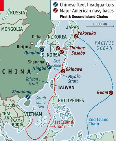 Pangkalan angkatan laut Cina dan Amerika di Indopasifik
