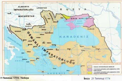 Perjanjian Küçük Kaynarca, perjanjian yang ditandatangani di Küçük Kaynarca di Bulgaria pada akhir Perang Utsmaniyah-Rusia tahun 1768-74 dan mengakhiri kendali Utsmaniyah di Laut Hitam (21 Juli 1774). Kemudian, itu memberikan dasar diplomatik bagi Rusia untuk ikut campur dalam urusan internal Kekaisaran Ottoman.
