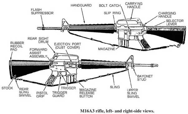 Pada tahun 1964, M16 memasuki dinas militer AS dan tahun berikutnya dikerahkan untuk operasi perang hutan selama Perang Vietnam. Pada tahun 1969, M16A1 menggantikan senapan M14 menjadi senapan standar militer AS. Modifikasi M16A1 termasuk bantuan baut, lubang berlapis krom dan magasin 30 peluru.