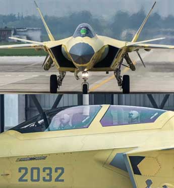 Varian kursi kembar J-20, dinamai J-20S atau J-20B oleh analis pertahanan, adalah versi J-20 dalam pengembangan. J-20S pertama kali terlihat pada Oktober 2021, meluncur di dalam fasilitas Chengdu Aircraft Corporation dengan cat primer kuning dan komposit yang belum diolah, menjadikannya pesawat tempur siluman berkursi ganda pertama di dunia.
