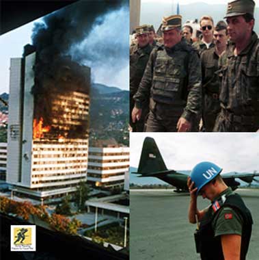 Perang Bosnia adalah konflik bersenjata internasional yang terjadi di Bosnia dan Herzegovina antara 1 April 1992 dan 14 Desember 1995. Setelah tekanan masyarakat, Pakta Pertahanan Atlantik Utara (NATO) diminta oleh PBB untuk campur tangan dalam Perang Bosnia setelah tuduhan kejahatan perang terhadap warga sipil dilakukan. Menanggapi krisis pengungsi dan kemanusiaan di Bosnia, Dewan Keamanan Perserikatan Bangsa-Bangsa mengeluarkan Resolusi 743 pada 21 Februari 1992, membentuk Pasukan Perlindungan Perserikatan Bangsa-Bangsa (UNPROFOR).