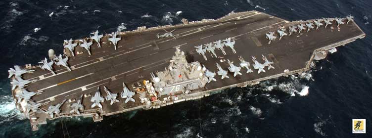 Nimitz class membawa sayap udara yang khas dapat mencakup 24-36 F/A-18E atau F Super Hornets sebagai pejuang pemogokan; Dua skuadron 10-12 F/A-18C Hornets, dengan salah satu dari ini sering disediakan oleh Korps Marinir AS (VMFA; 4-6 EA-18G Growlers untuk Perang Elektronik; 4-6 E-2C atau D Hawkeyes untuk peringatan dini udara (AEW), C-2 Greyhound yang digunakan untuk logistik (akan digantikan oleh MV-22 Ospreys); dan skuadron kapal selam helikopter 6-8 SH-60F dan HH-60H Seahawks. Pesawat yang sebelumnya beroperasi dari kapal induk kelas Nimitz termasuk F-4 Phantoms, RA-5C Vigilantes, RF-8G Crusaders, F-14 Tomcats, S-3 Viking, A-7 Corsair II dan A-6E.