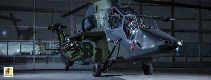 Sistem perlindungan yang digunakan pada Eurocopter Tiger termasuk kemampuan siluman; aspek seperti visual, radar, infra merah, dan tanda tangan akustik telah diminimalkan untuk menghindari ancaman yang mungkin ada di medan perang dengan lebih baik.