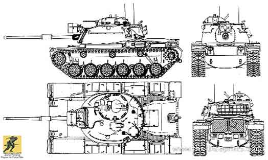 Turret memiliki bentuk clamshell, mirip dengan yang ada di M48, tetapi diubah pada tahun 1963 menjadi desain "hidung jarum" khas M60A1, yang dibuat untuk penampang depan yang lebih sempit, meminimalkan permukaan yang ditawarkan untuk tembakan musuh.