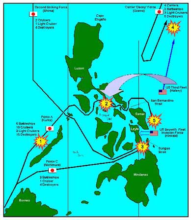 Pada musim gugur 1944, Jepang telah diusir dari banyak pos utama di Pasifik barat daya dan tengah, dan pulau-pulau lain yang dikuasai Jepang telah dibiarkan layu. Amerika Serikat memanfaatkan keberhasilan kampanye "island hopping" dengan menuangkan pasukan dan matériel ke dalam pangkalan-pangkalan yang baru dimenangkannya. Perubahan dalam kontrol teritorial, bersama dengan peningkatan besar dalam kekuatan angkatan laut A.S. dan Inggris di teater, telah menjadikan Pasifik sebagai "mare nostrum" Sekutu.