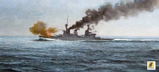 HMS Inflexible, kapal penjelajah tempur Inggris kedua pada Pertempuran Kepulauan Falkland 8 Desember 1914 dalam Perang Dunia Pertama