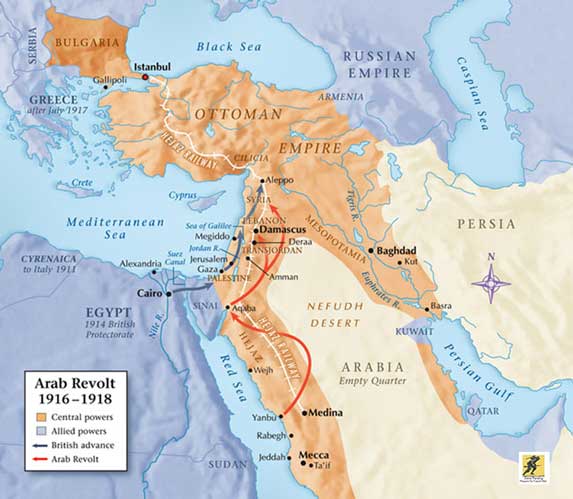 Setelah Perjanjian Sykes-Picot, Timur Tengah kemudian dipartisi oleh Inggris dan Prancis menjadi wilayah mandat daripada negara Arab yang bersatu, dan Inggris mengingkari janji mereka untuk mendukung negara Arab merdeka yang bersatu.