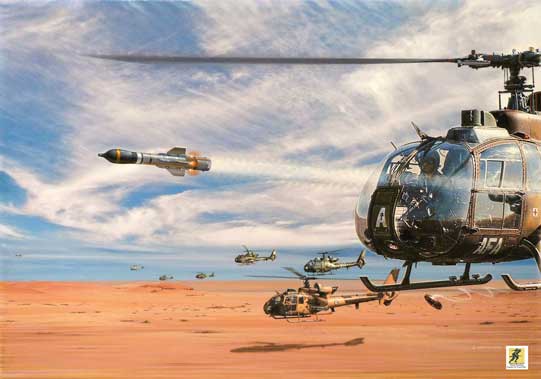 Selama Operasi Badai Gurun 1991, Gazelles pembawa HOT digunakan oleh pasukan beberapa negara, termasuk angkatan udara Kuwait, melawan pasukan militer Irak. Mereka mengadopsi taktik menyerang tank, kendaraan, dan bunker lawan secara terus menerus dalam gelombang dengan kecepatan tinggi.