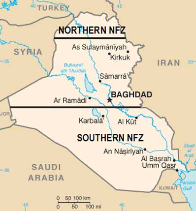 Konflik zona larangan terbang Irak adalah konflik tingkat rendah di dua zona larangan terbang (NFZ) di Irak yang diproklamasikan oleh Amerika Serikat, Inggris, dan Prancis setelah Perang Teluk 1991. Amerika Serikat menyatakan bahwa NFZ dimaksudkan untuk melindungi etnis minoritas Kurdi di Irak utara dan Syiah di selatan. Pesawat Irak dilarang terbang di dalam zona tersebut. Kebijakan ini diberlakukan oleh Amerika Serikat dan Inggris sampai tahun 2003, ketika kebijakan ini dianggap usang oleh invasi Irak tahun 2003.