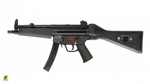 Tampilan sisi kiri sub senapan mesin MP5A4.