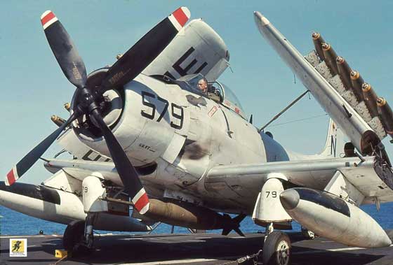 Douglas A-1 Skyraider bermesin piston yang digerakkan baling-baling dirancang selama Perang Dunia II untuk memenuhi persyaratan Angkatan Laut Amerika Serikat untuk pembom tukik/torpedo berbasis kapal induk, kursi tunggal, jarak jauh, dan berkinerja tinggi, sebagai kelanjutan dari pesawat sebelumnya seperti Douglas SBD Dauntless, Curtiss SB2C Helldiver dan Grumman TBF Avenger.