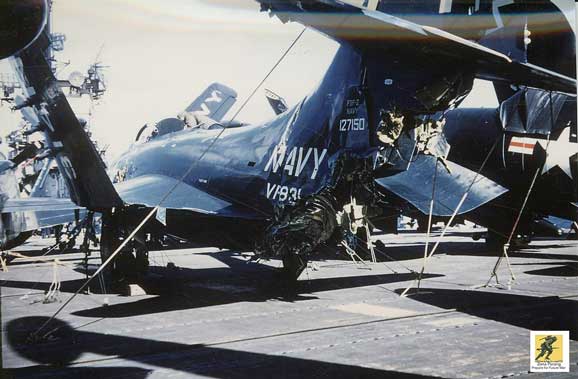 Salah satu kerusakan yang dapat diterima oleh Grumman F9F Panther dalam perang Korea