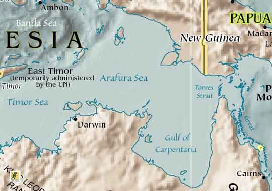 Laut Arafura (atau Laut Arafuru) terletak di sebelah barat Samudera Pasifik, di atas landas kontinen antara Australia dan Nugini Barat (juga disebut Papua) atau Irian, yang merupakan bagian Indonesia dari Pulau Nugini.