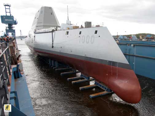 Bagian pertama kapal diletakkan di slipway di Bath Iron Works pada tanggal 17 November 2011, di mana pada saat itu fabrikasi kapal telah selesai lebih dari 60%., Kapal diluncurkan pada tanggal 29 Oktober 2013.