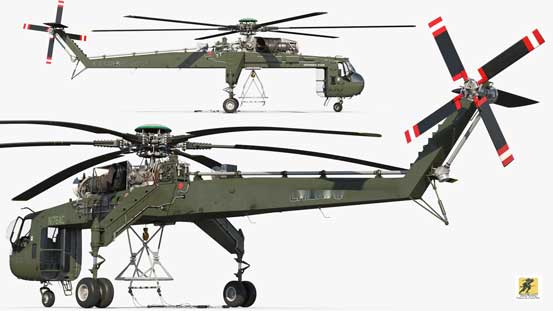 Helikopter angkut berat Sikorsky CH-54 Tarhe (1962), Amerika Serikat : Sang “Crane Terbang”