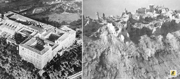 Monte Cassino - Sebelum dan sesudah pemboman sekutu