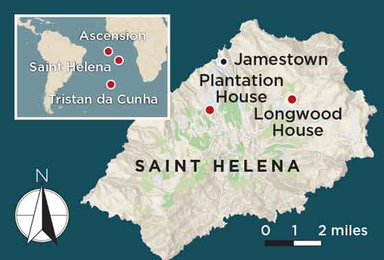 Saint Helena adalah sebuah wilayah seberang laut Britania Raya yang terletak di Samudra Atlantik Selatan. Ini adalah pulau tropis vulkanik terpencil yang berjarak 1.950 kilometer (1.210 mil) di sebelah barat pantai Afrika barat daya, dan 4.000 kilometer (2.500 mil) di sebelah timur Rio de Janeiro di Amerika Selatan. Pulau ini merupakan salah satu dari tiga bagian konstituen Wilayah Seberang Laut Britania yaitu Saint Helena, Ascension, dan Tristan da Cunha.