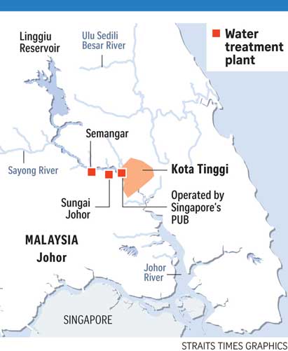 Peta Kota Tinggi Malaysia dan instalasi air