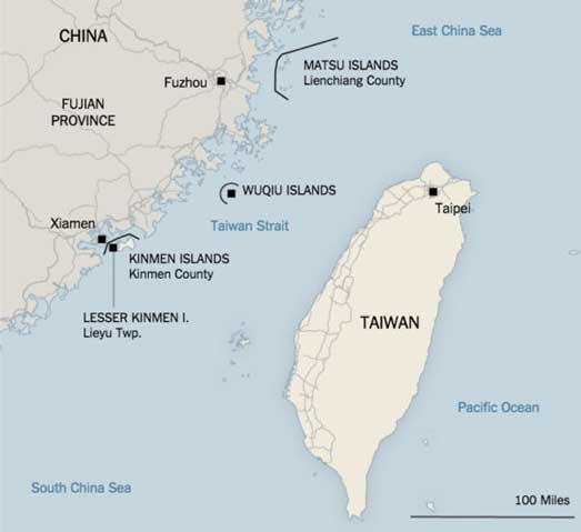 Peta Second Taiwan Strait Crisis atau Krisis Selat Taiwan Kedua 1958