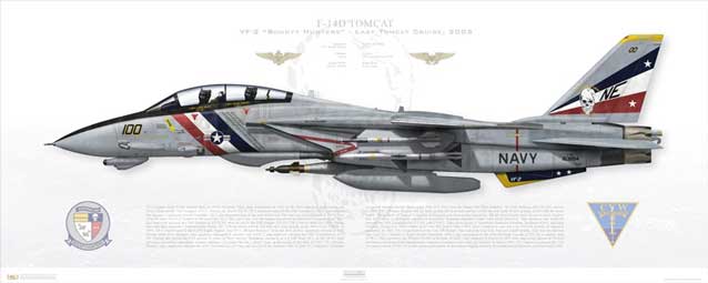 F-14D Tomcat VF-2 Bounty Hunters, NE100 / 163894 / Last Tomcat Cruise, 2003