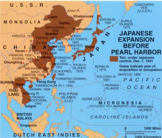 Peta kerajaan Jepang sebelum penyerangan Jepang ke Pearl Harbour 1941