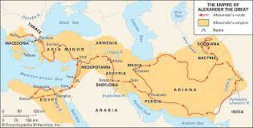 Peta kekaisaran Alexander dan rutenya