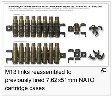 Tautan M13 dipasang kembali ke kotak peluru NATO 7,62 × 51mm yang sebelumnya ditembakkan
